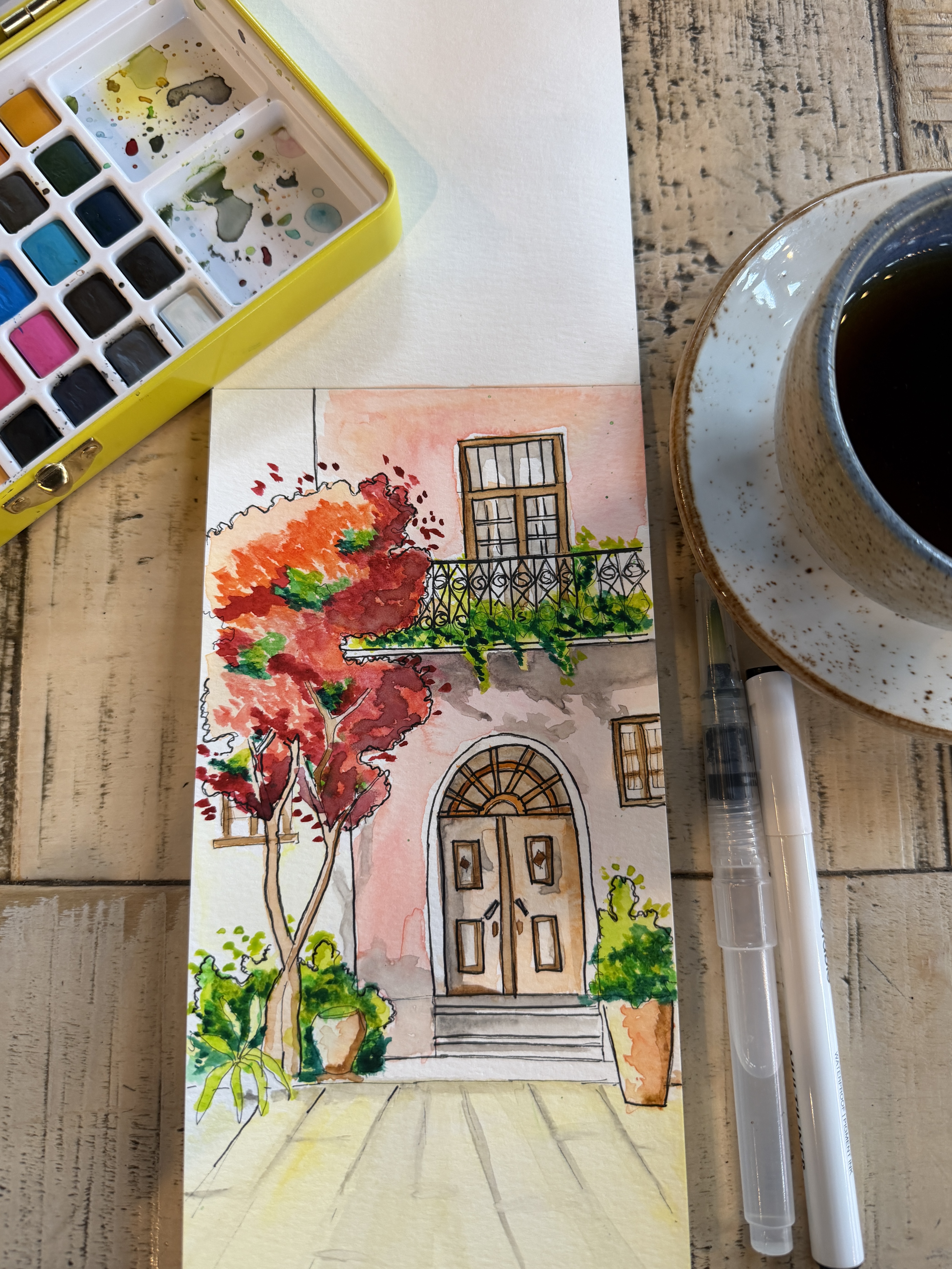 Watercolor and ink sketch