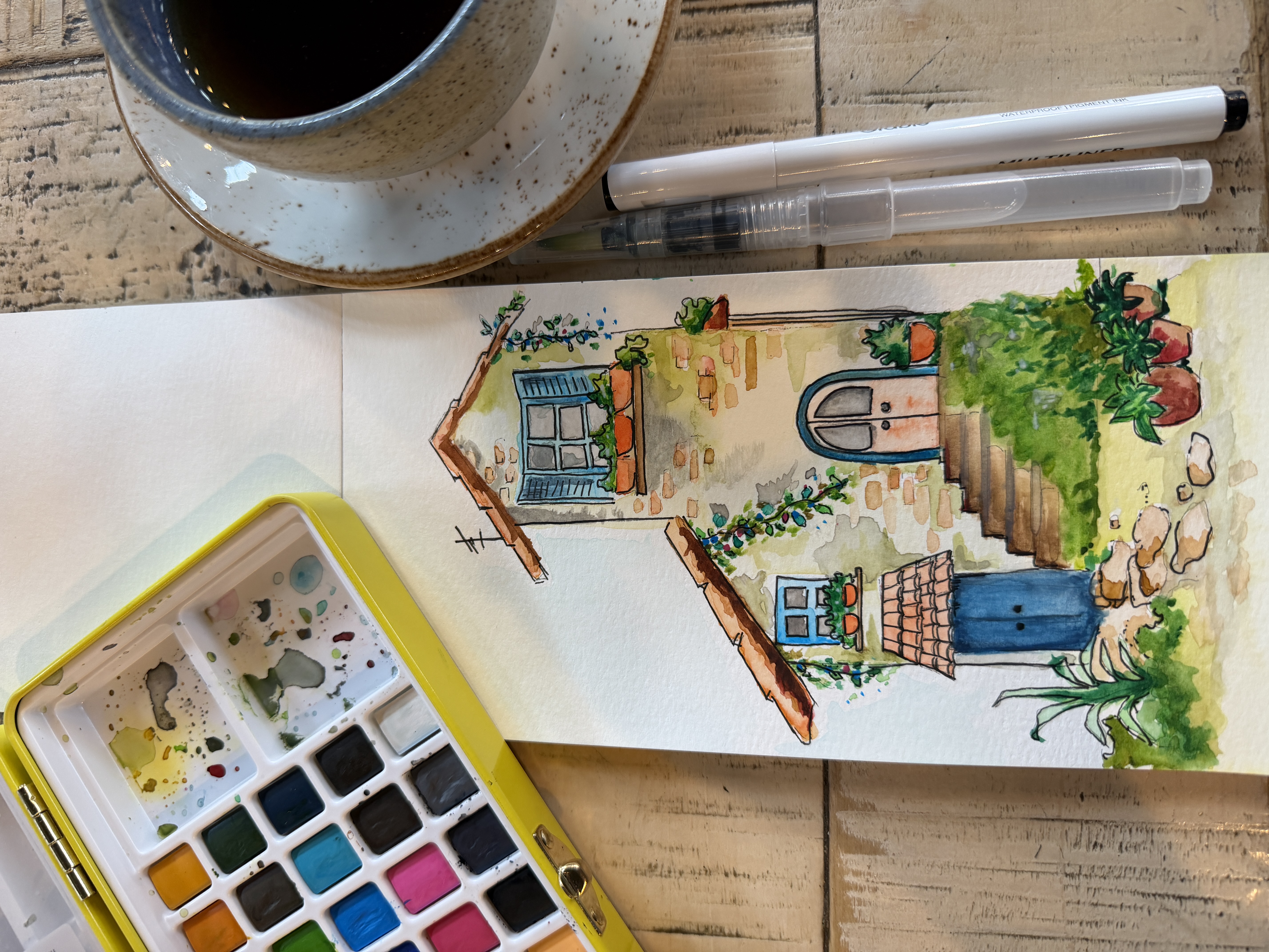 Pen and watercolor sketch
